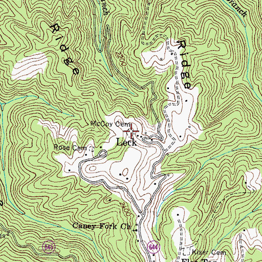 Topographic Map of McCoy Cemetery, VA