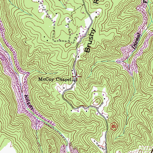 Topographic Map of McCoy Chapel, VA