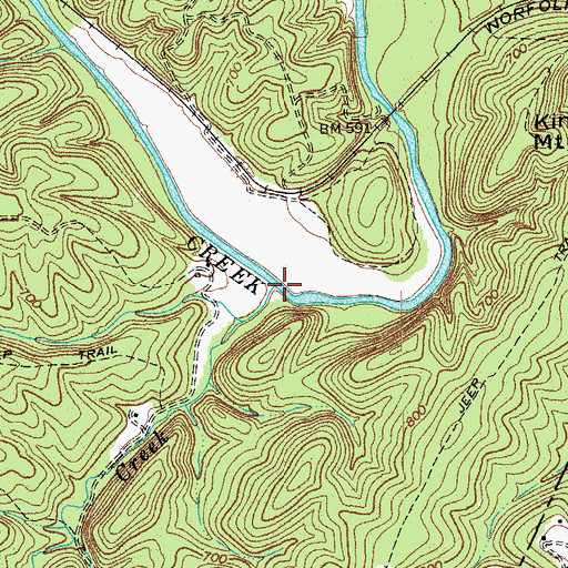 Topographic Map of McDaniels Creek, VA