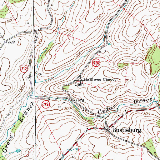 Topographic Map of McElwee Chapel, VA