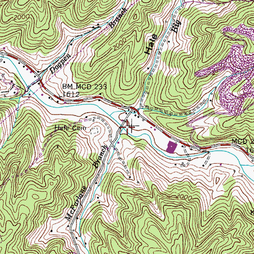 Topographic Map of McFarlane Branch, VA