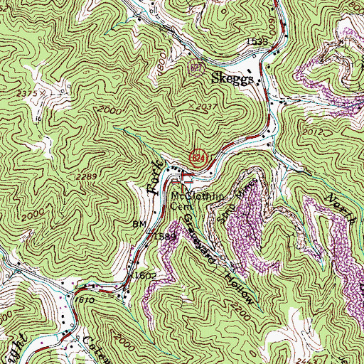 Topographic Map of McGlothlin Cemetery, VA