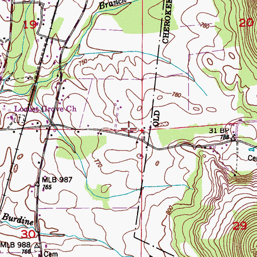 Topographic Map of Jones Memorial Church, AL