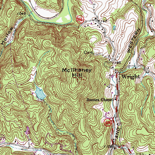 Topographic Map of McIlhaney Hill, VA