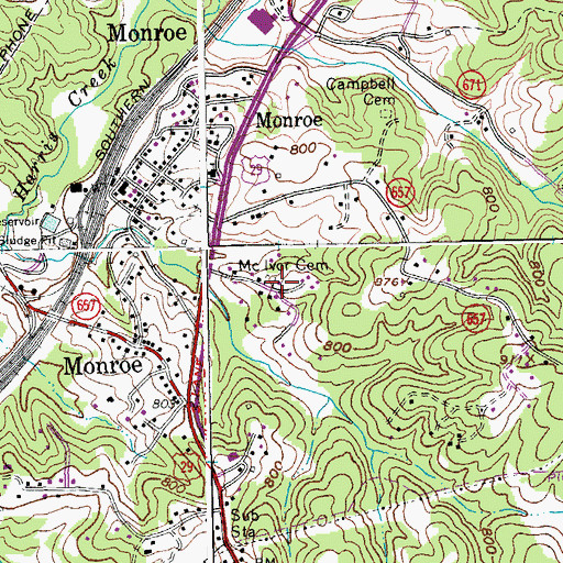 Topographic Map of McIvor Cemetery, VA