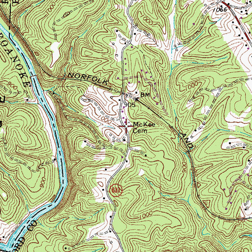 Topographic Map of McKee Cemetery, VA