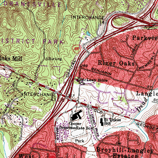 Topographic Map of McLean Bible Church, VA