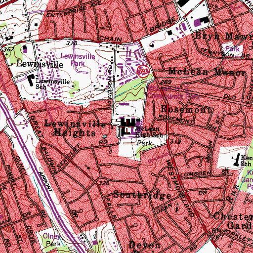 Topographic Map of McLean High School, VA