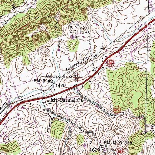 Topographic Map of McLin Cemetery, VA