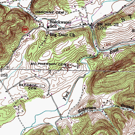 Topographic Map of McPherson Cemetery, VA