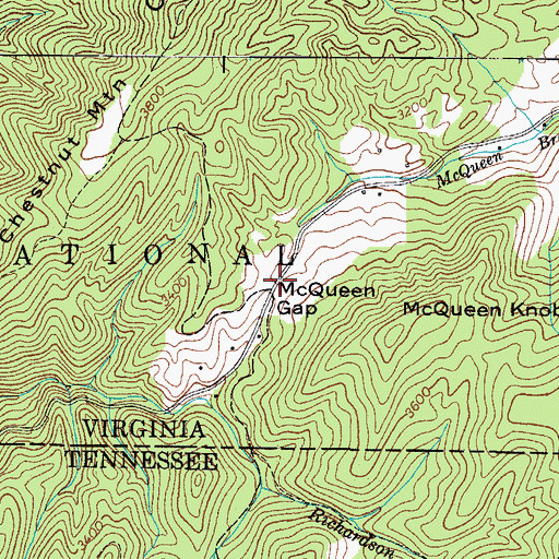 Topographic Map of McQueen Gap, VA