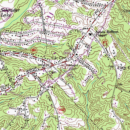 Topographic Map of Mead Cemetery, VA