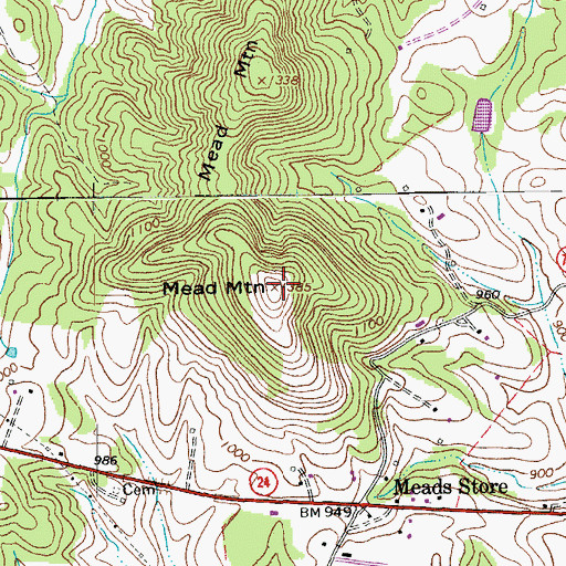 Topographic Map of Mead Mountain, VA