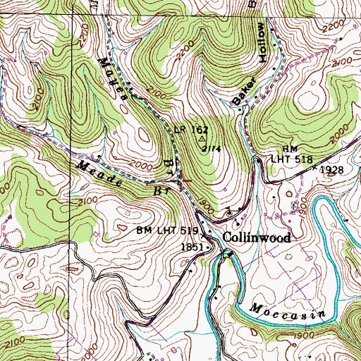 Topographic Map of Meade Branch, VA