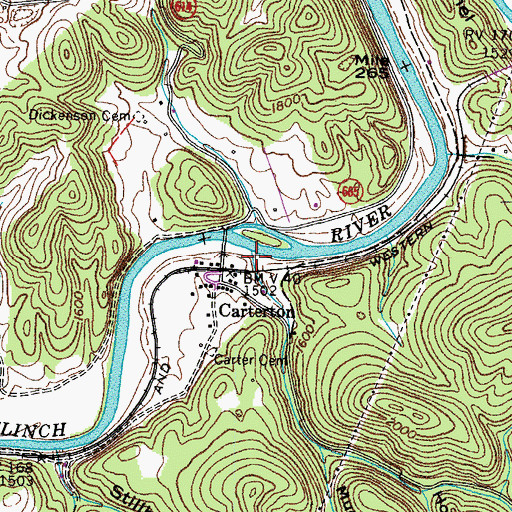 Topographic Map of Meade Branch, VA