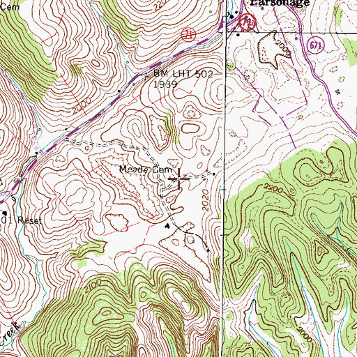 Topographic Map of Meade Cemetery, VA