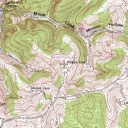 Topographic Map of Meade Cemetery, VA