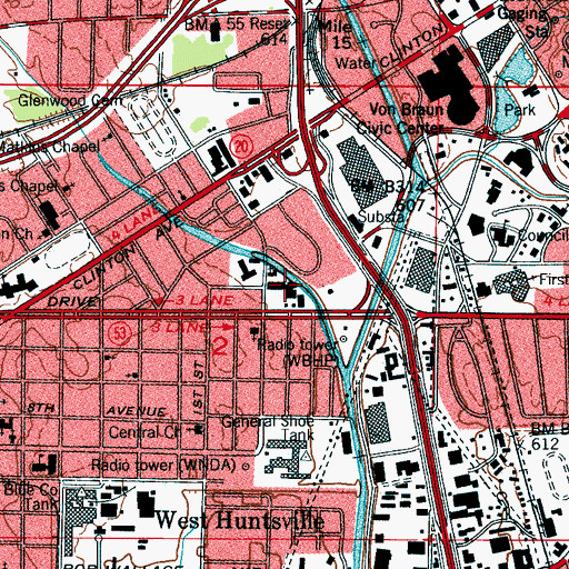 Topographic Map of Kennamer Shopping Center, AL
