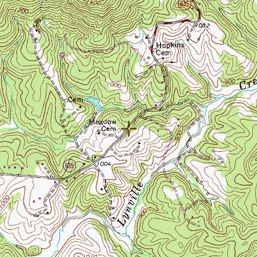 Topographic Map of Meadow Cemetery, VA