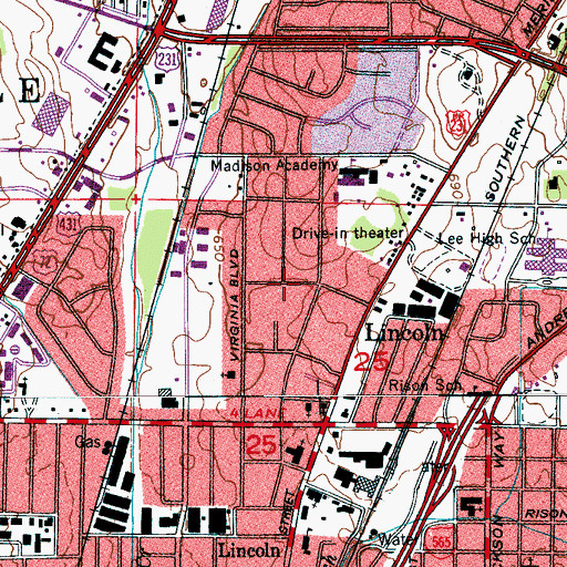 Topographic Map of Kildere Estates, AL