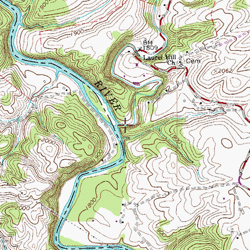 Topographic Map of Meadow Creek, VA