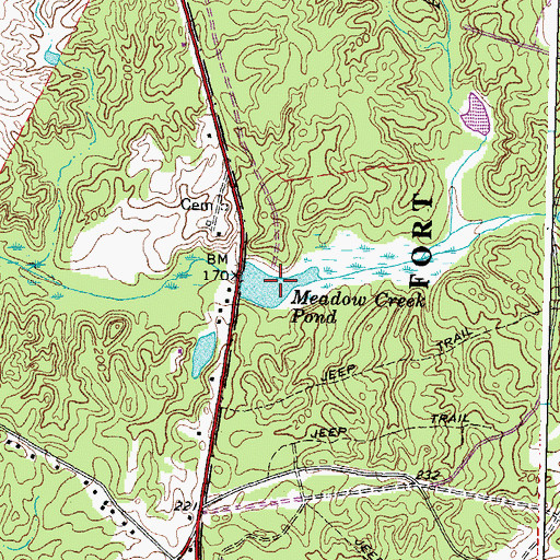 Topographic Map of Meadow Creek Pond, VA