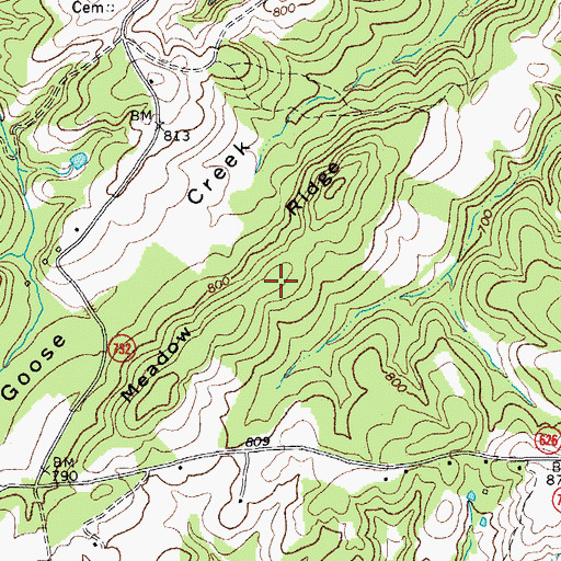 Topographic Map of Meadow Ridge, VA