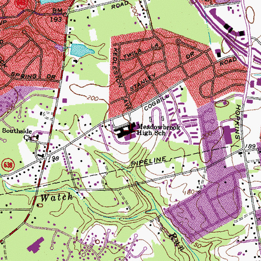 Topographic Map of Meadowbrook High School, VA