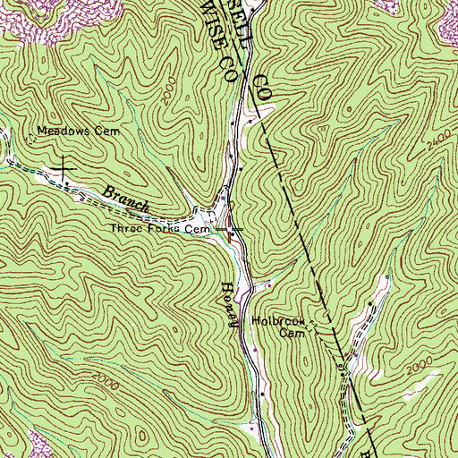 Topographic Map of Meadows Branch, VA