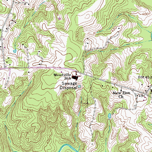 Topographic Map of Meadville Elementary School, VA