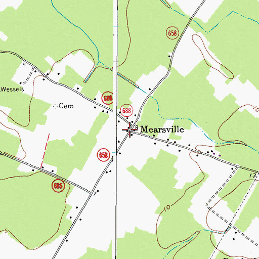 Topographic Map of Mearsville, VA