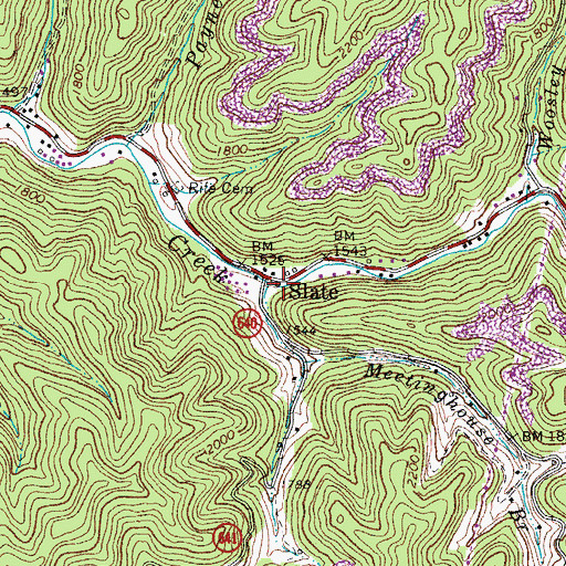 Topographic Map of Meetinghouse Branch, VA