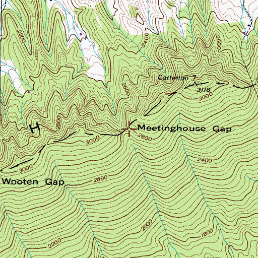 Topographic Map of Meetinghouse Gap, VA