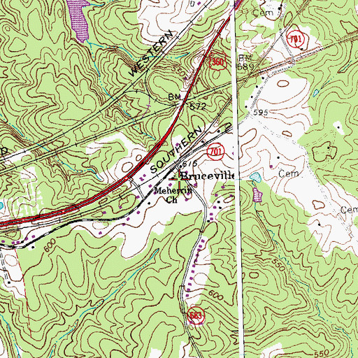 Topographic Map of Meherrin Church, VA