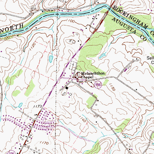 Topographic Map of Melanchthon Chapel, VA