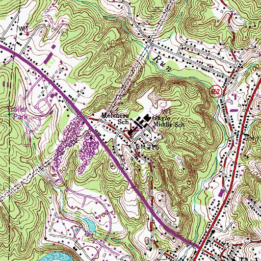 Topographic Map of Melchers School, VA