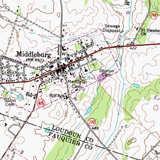 Topographic Map of Memorial Cemetery, VA