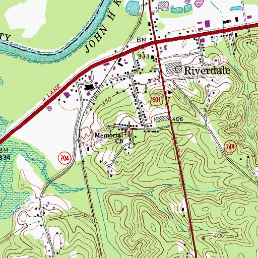 Topographic Map of Memorial Church, VA