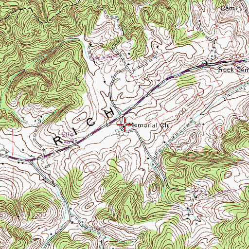 Topographic Map of Memorial Church, VA