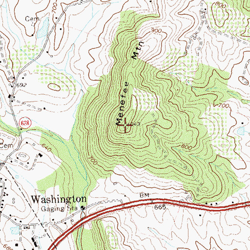 Topographic Map of Menefee Mountain, VA