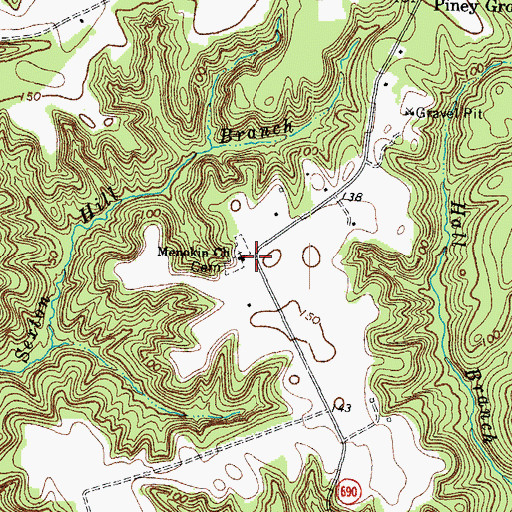 Topographic Map of Menokin Church, VA