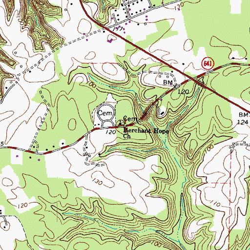 Topographic Map of Merchant Hope Church, VA