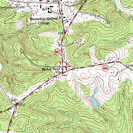 Topographic Map of Mercy Seat Church, VA