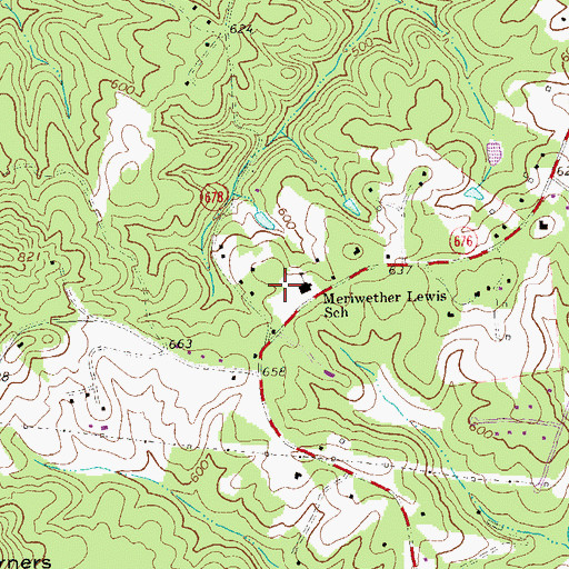 Topographic Map of Meriwether Lewis Elementary School, VA
