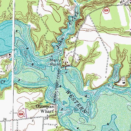 Topographic Map of Merry Point, VA