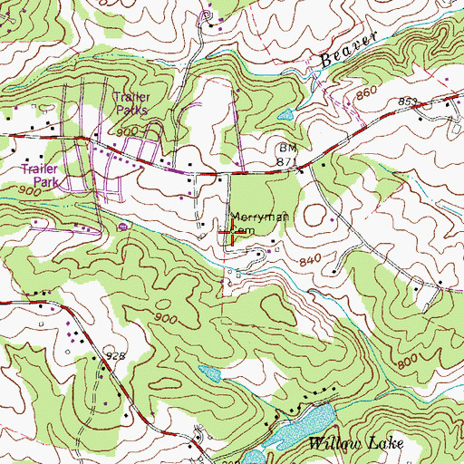 Topographic Map of Merryman Cemetery, VA