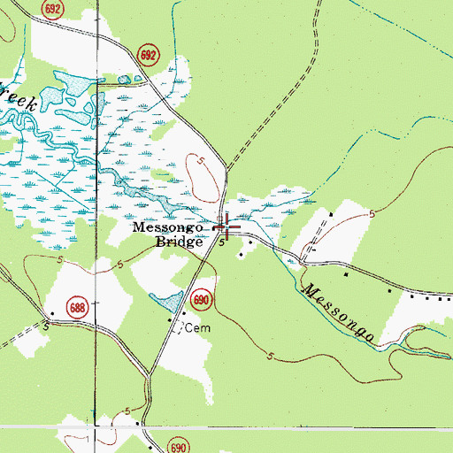 Topographic Map of Messongo Bridge, VA