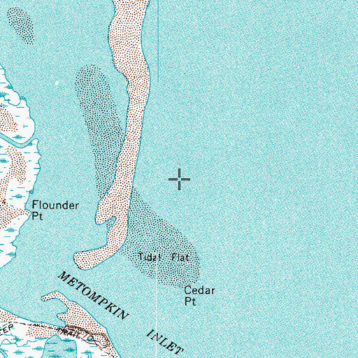 Topographic Map of Metompkin Inlet, VA