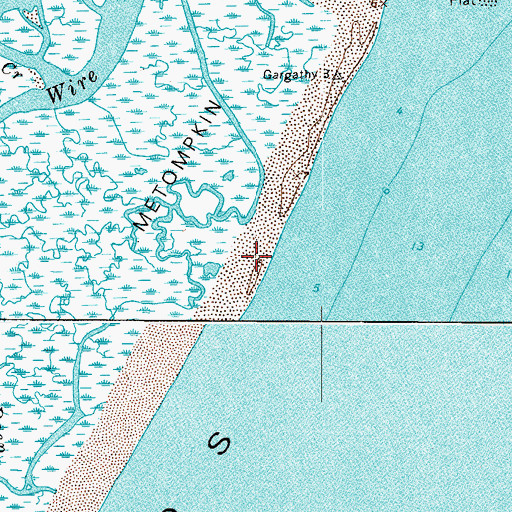 Topographic Map of Metompkin Islands, VA