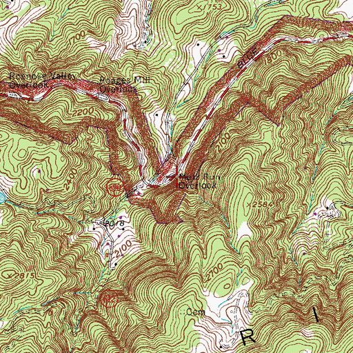 Topographic Map of Metz Run Overlook, VA